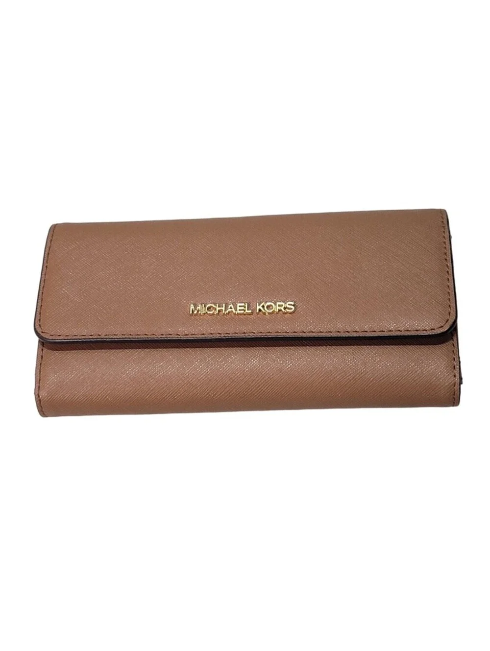 MICHAEL KORS JET SET TRAVEL LARGE TRIFOLD WALLET BROWN LUGGAGE